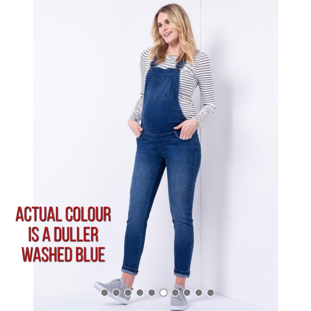 Seraphine Washed Blue Maternity Denim Overalls